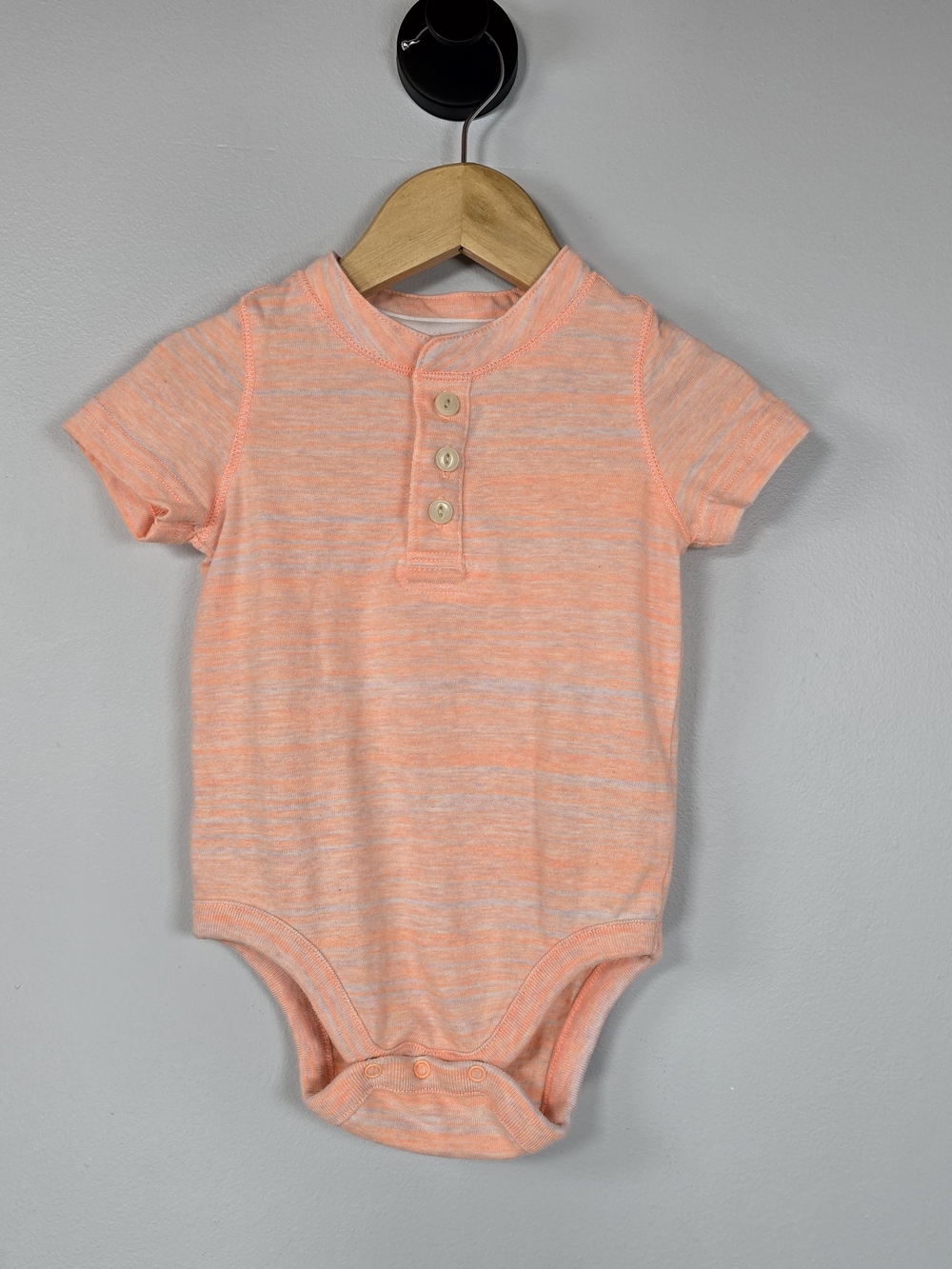 GAP Peach Heather Short-Sleeve Henley One-Piece